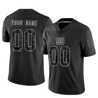 Custom New York Giants Men's Limited Custom Reflective Jersey - Black